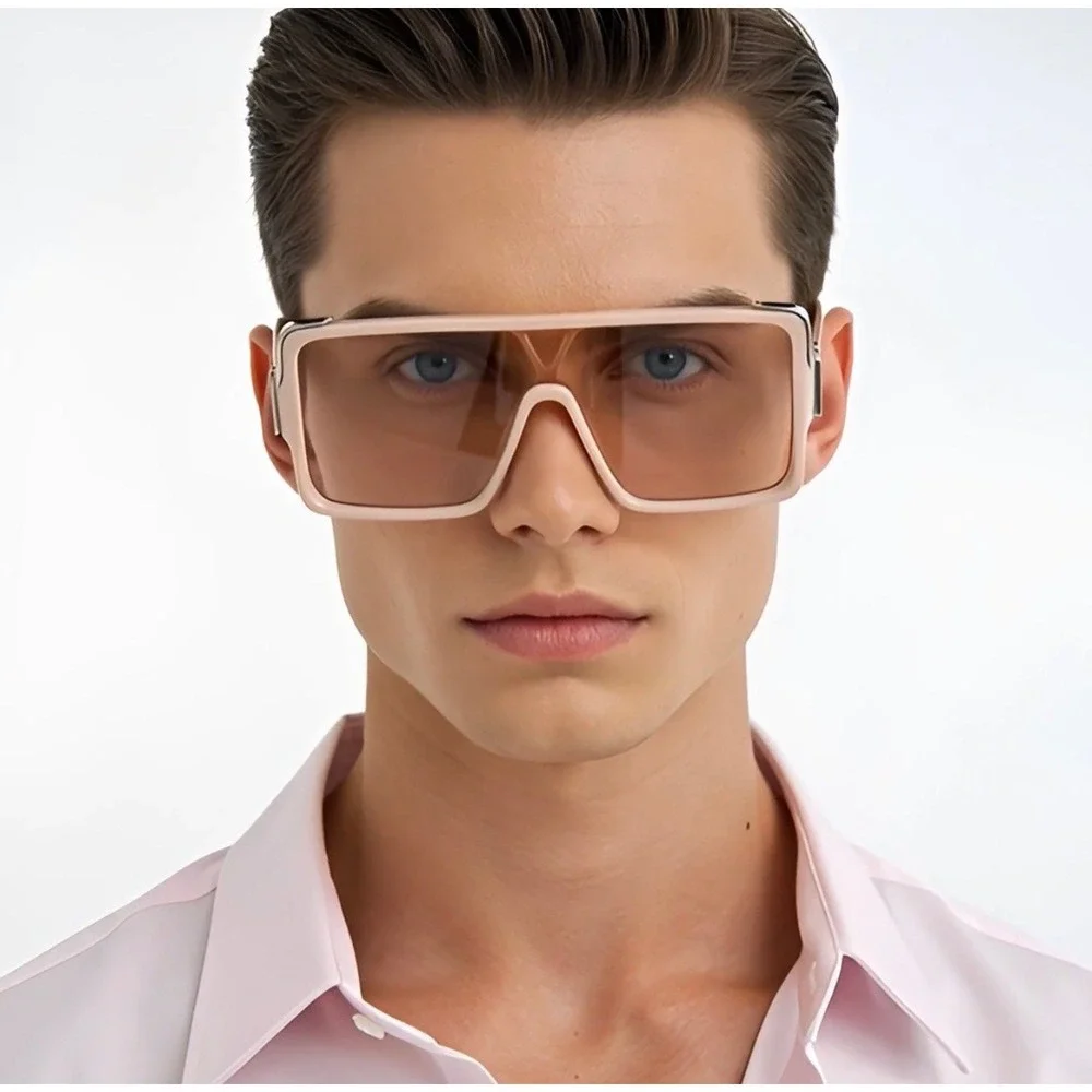Oversized Square Sunglasses Fashion Beige‎ Frame Men Beach Trendy Lentes Gafas